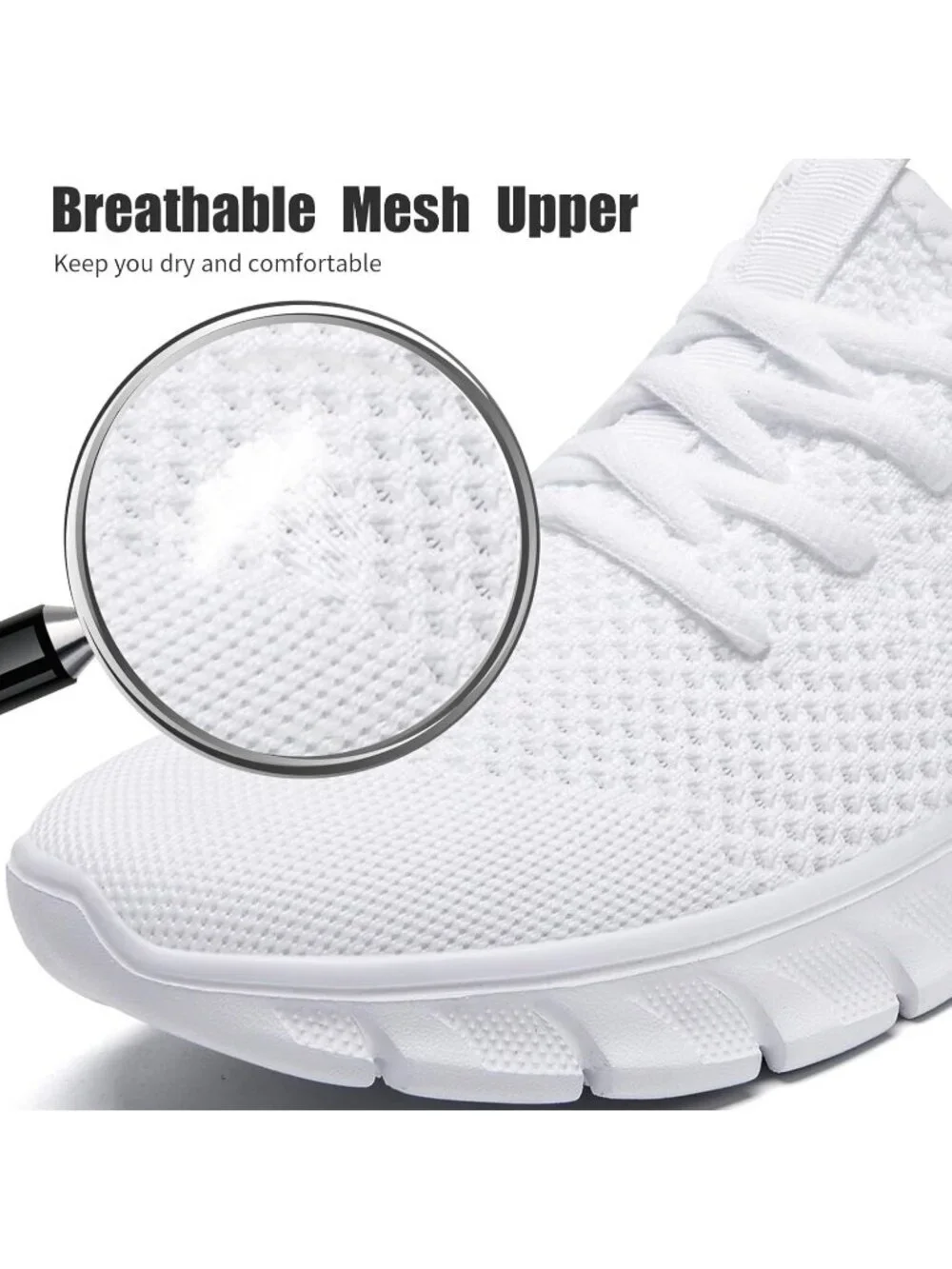 Men's White Running Shoes Slip On Tennis Walking Sneakers Workout Sport Shoes